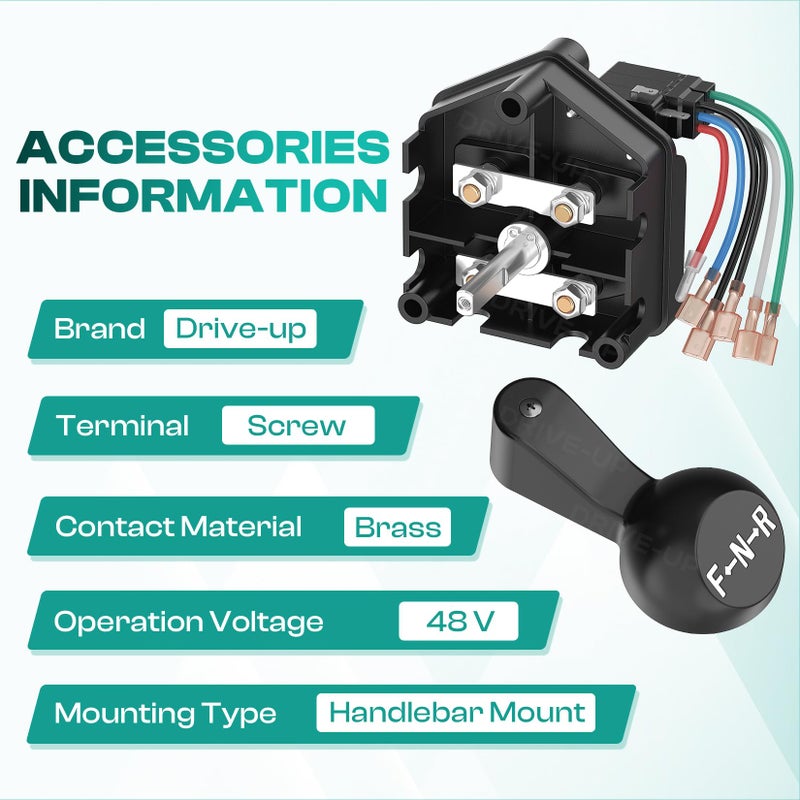 Drive-up 48V Club Car DS Forward Reverse Switch, Club Car Forward Reverse Switch Assembly with Handle and Micro Switch for Club Car DS 1996-Up Golf Carts, OEM 101753005 1012987 - Image 4